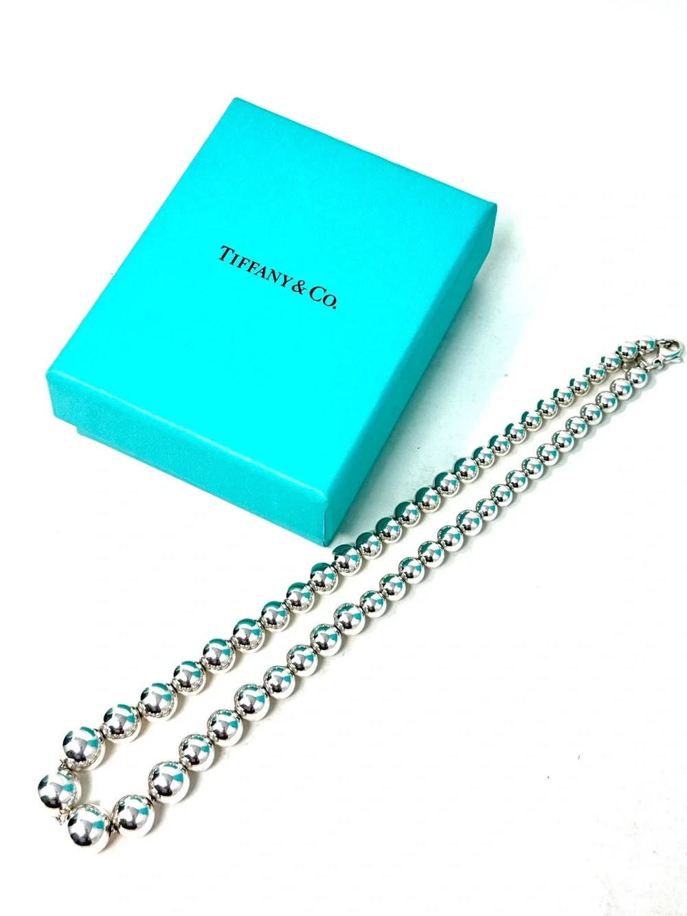 Authentic Tiffany & Co. Graduated Ball Beaded Necklace.